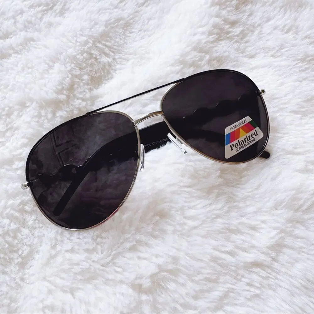 Brock Black Sleek Aviator Sunglasses